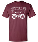 Amsterdam Marijuana Shirt - Pot Leaves On Bicycle Design Legalize Weed Tshirt