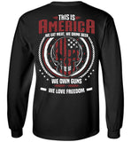 This is America -Skull American Flag Unisex Long Sleeve T-Shirt