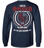 This is America -Skull American Flag Unisex Long Sleeve T-Shirt