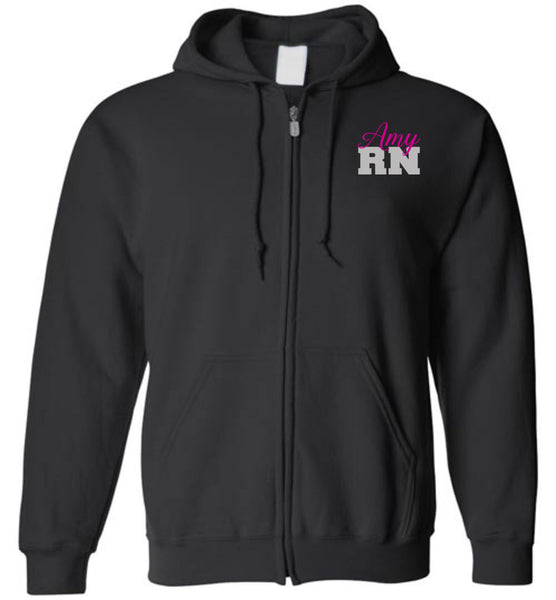 Amy RN Nurse Flag Zipper Hoodie 2