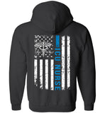 Ashley RN, BSN ER Nurse Flag Zipper Hoodie Blue