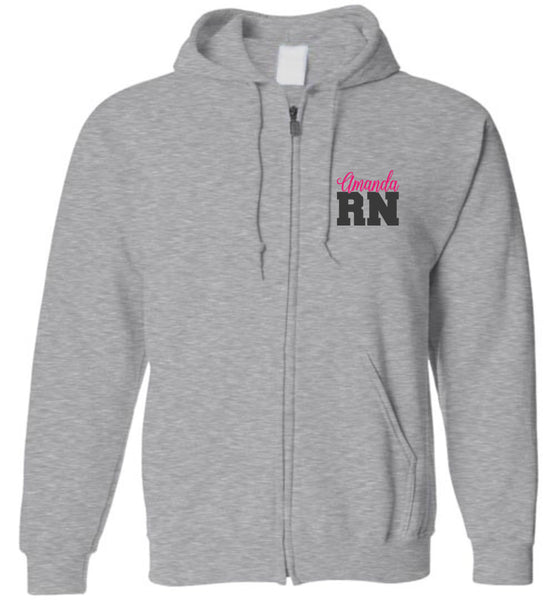 Amanda RN Nurse Flag Zipper Hoodie