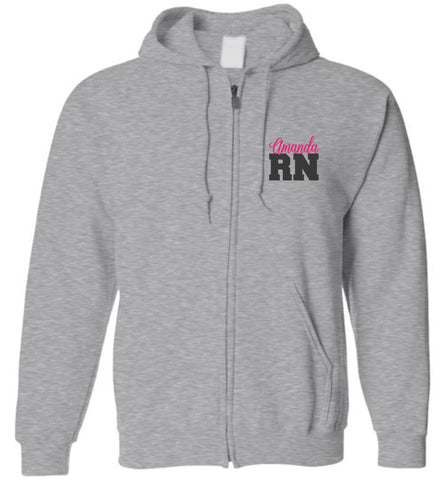 Amanda RN Nurse Flag Zipper Hoodie