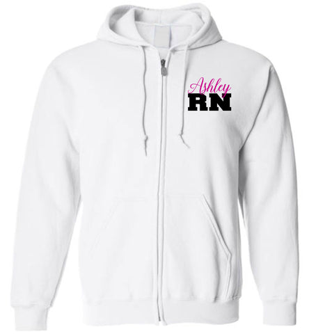 Ashley RN Nurse Flag Zipper Hoodie