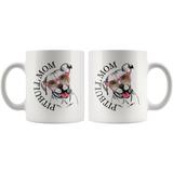Pitbull Mom 11 oz White Coffee Mug - Cute Pitbull Wearing Gun Glasses