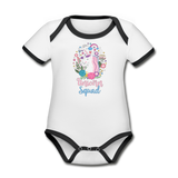 Unicorn Squad Organic Contrast Short Sleeve Baby Bodysuit - white/black