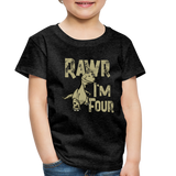 Rawr I'm Four Toddler Premium T-Shirt (CK1604) - charcoal gray