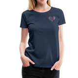 Nurse Flag Heart Flag Front with Pink Stripe Women’s Premium T-Shirt (CK1818) - navy