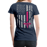 Nurse Flag Heart Flag Front with Pink Stripe Women’s Premium T-Shirt (CK1818) - navy