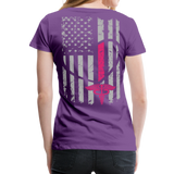 Nurse Flag Heart Flag Front with Pink Stripe Women’s Premium T-Shirt (CK1818) - purple