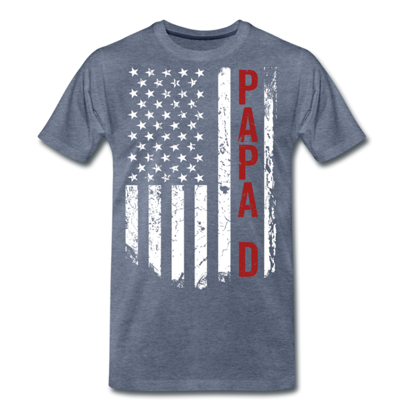 American Flag PapaD Men's Premium T-Shirt - heather blue