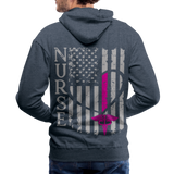 American Nurse Flag Men’s Premium Hoodie (CK1806) Updated+ - heather denim
