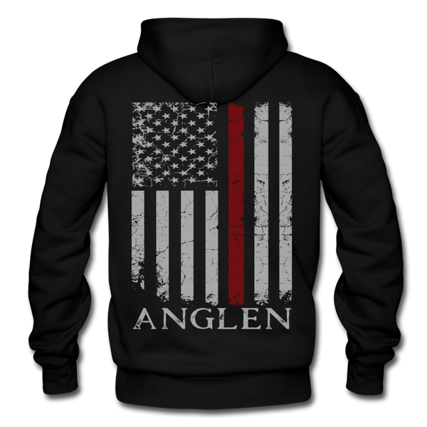 Anglen Firefighter Flag Gildan Heavy Blend Adult Hoodie - black