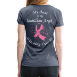 Aunt Guardian Angel Cancer Ribbon Women’s Premium T-Shirt - heather blue