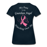Aunt Guardian Angel Cancer Ribbon Women’s Premium T-Shirt - deep navy