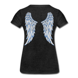Angel Wings Blue and White Women’s Premium T-Shirt - charcoal gray