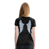 Angel Wings Blue and White Women’s Premium T-Shirt - charcoal gray