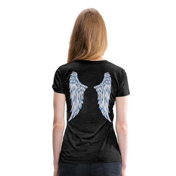 Angel Wings Blue and White Women’s Premium T-Shirt - charcoal gray
