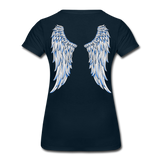 Angel Wings Blue and White Women’s Premium T-Shirt - deep navy