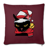 Angry Christmas Cat Throw Pillow Cover 18” x 18” (CK4302) Single Print - burgundy