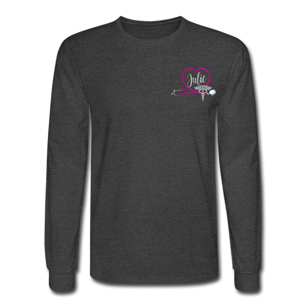 Julie Emergency Nurse Flag Men's Long Sleeve T-Shirt - heather black