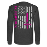 Julie Emergency Nurse Flag Men's Long Sleeve T-Shirt - heather black