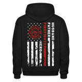 Husband Father Firefighter Hero Gildan Heavy Blend Adult Hoodie (CK3615) - black
