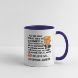 Trump Sobriety Contrast Coffee Mug - white/cobalt blue