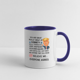Trump Sobriety Contrast Coffee Mug - white/cobalt blue