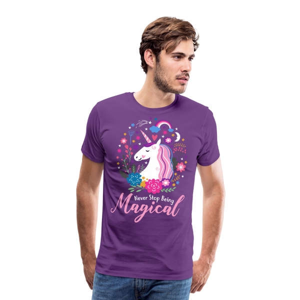 Unicorn Never Stop Being Magical Men's Premium T-Shirt (CK1519) - purple