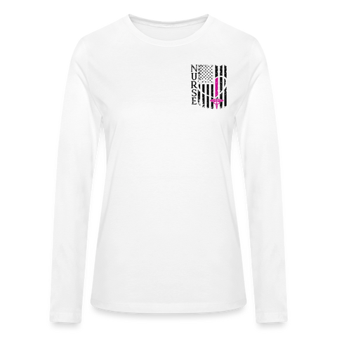 Nurse Flag Bella + Canvas Women's Long Sleeve T-Shirt   CK1674 - white