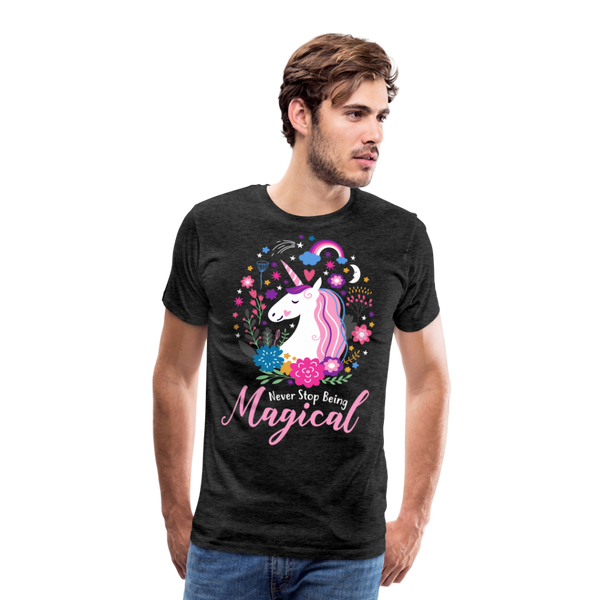 Unicorn Never Stop Being Magical Men's Premium T-Shirt (CK1519) - charcoal grey