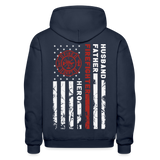Husband Father Firefighter Hero Gildan Heavy Blend Adult Hoodie (CK3615) - navy