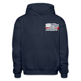My Favorite Firefighter Calls me Mom Gildan Heavy Blend Adult Hoodie  (Front and Back) - navy