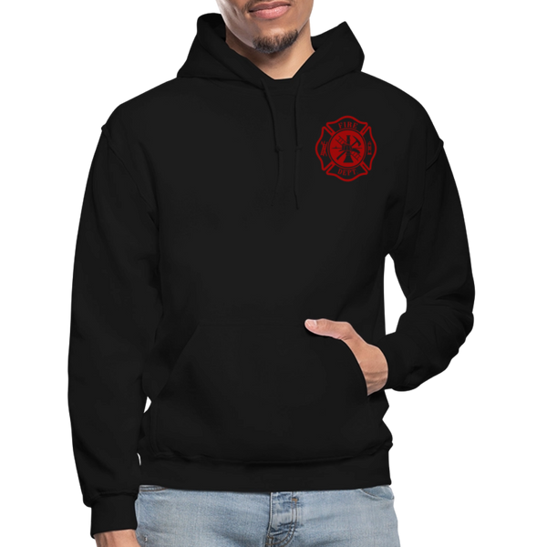 3725887549 Firefighter Flag Gildan Heavy Blend Adult Hoodie - black