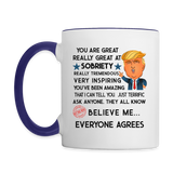 Trump Sobriety Contrast Coffee Mug - white/cobalt blue