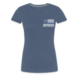 My Favorite Police Officer Calls Me Mom Women’s Premium T-Shirt (CK4138) Front and Back - heather blue