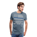 Blessed are the Peacemakers Matthew 5:9 Men's Premium T-Shirt (CK1843) - steel blue