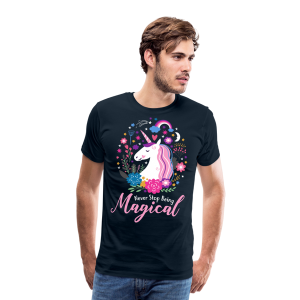 Unicorn Never Stop Being Magical Men's Premium T-Shirt (CK1519) - deep navy