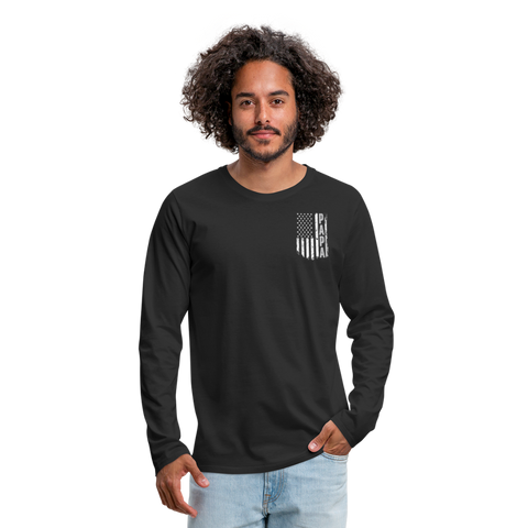 Papa American Flag Men's Premium Long Sleeve T-Shirt - black
