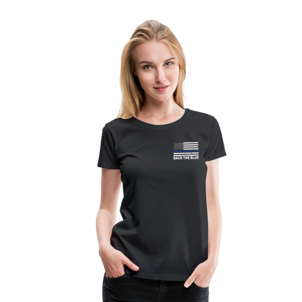 My Favorite Police Officer Calls Me Mom Women’s Premium T-Shirt (CK4138) Front and Back - black