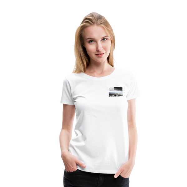 My Favorite Police Officer Calls Me Mom Women’s Premium T-Shirt (CK4138) Female officer - white
