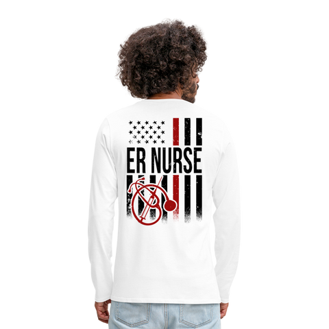 ER Nurse Flag Men's Premium Long Sleeve T-Shirt (CK6101) - white