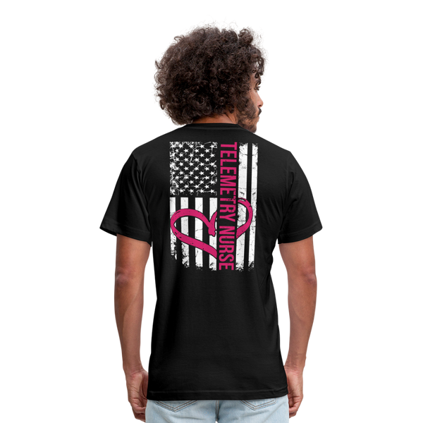 Telemetry Nurse Flag Unisex Jersey T-Shirt by Bella + Canvas - black