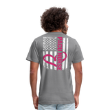 PACU Nurse Flag Pink Heart Unisex Jersey T-Shirt by Bella + Canvas - slate