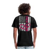 PACU Nurse Flag Pink Heart Unisex Jersey T-Shirt by Bella + Canvas - black