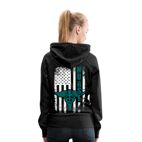 Nurse Flag - Teal - Women’s Premium Hoodie - charcoal grey