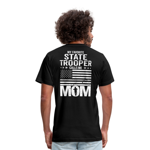 My Favorite State Trooper Calls Me Mom Unisex Jersey T-Shirt by Bella + Canvas - black