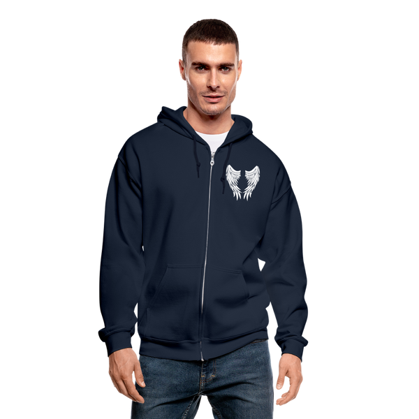 My Husband Guardian Angel Gildan Heavy Blend Adult Zip Hoodie  (CK3604 zip) - navy