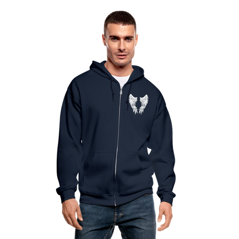 My Husband Guardian Angel Gildan Heavy Blend Adult Zip Hoodie  (CK3604 zip) - navy